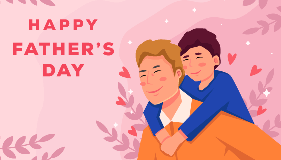 爸爸背着儿子设计父亲节快乐矢量素材(EPS)