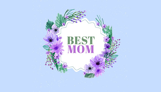 蓝色康乃馨母亲节背景矢量素材(EPS/AI)