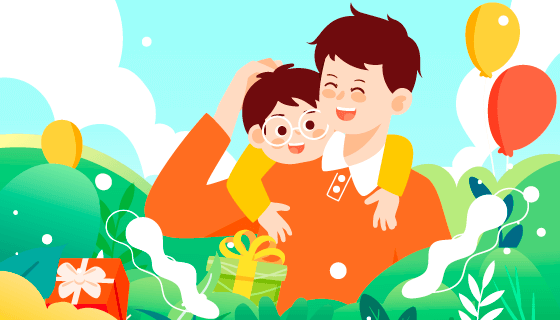 父子玩耍设计的父亲节快乐矢量素材(EPS)