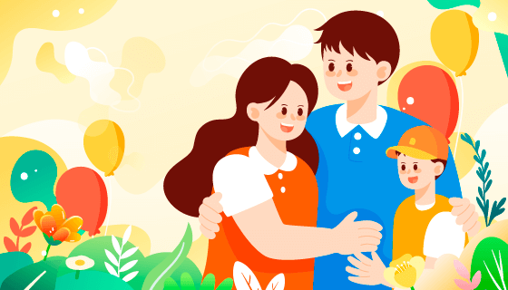 一家人拥抱庆祝父亲节快乐矢量素材(EPS)