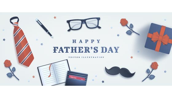 爸爸的日常用品设计父亲节banner矢量素材(EPS)