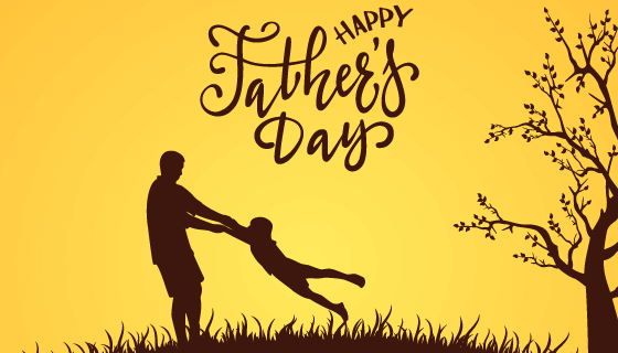 爸爸拉着孩子旋转设计父亲节快乐矢量素材(EPS)