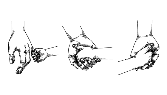 手绘风格大手牵小手矢量素材(EPS)