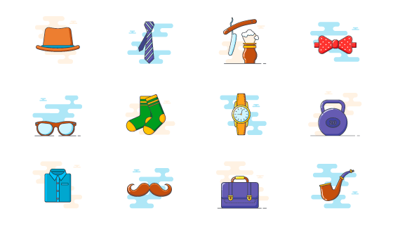 12个父亲节元素图标矢量素材(EPS/PNG)