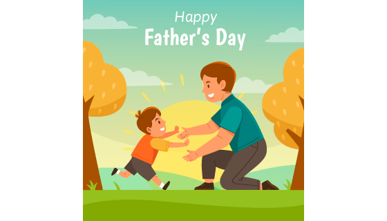 儿子飞奔向爸爸设计父亲节快乐矢量素材(AI/EPS)