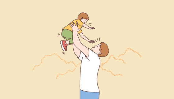 手绘风格爸爸高举孩子父亲节矢量素材(EPS)