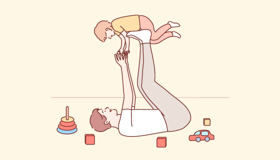 手绘风格爸爸和孩子一起玩耍矢量素材(EPS)