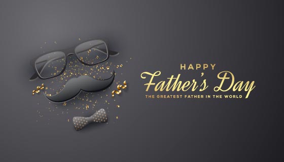 眼镜胡子蝴蝶结设计父亲节背景矢量素材(EPS)