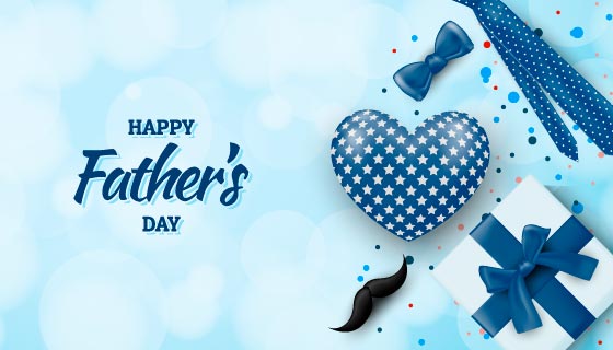 礼盒领带蝴蝶结等设计父亲节快乐背景矢量素材(EPS)