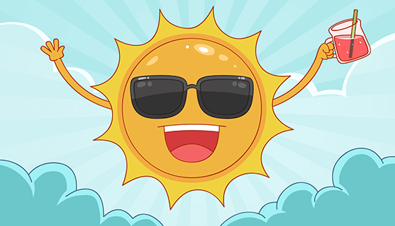 有趣的太阳元素夏天背景矢量素材(EPS/AI)