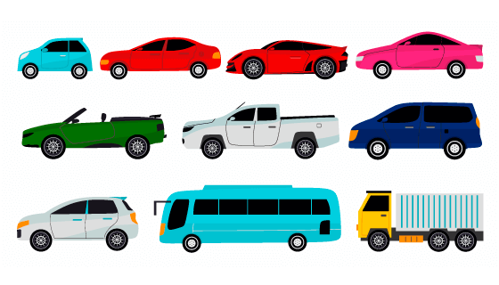 扁平风格的汽车和卡车矢量素材(EPS)