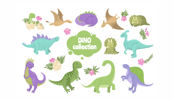 各种各样可爱的恐龙矢量素材(EPS/PNG)