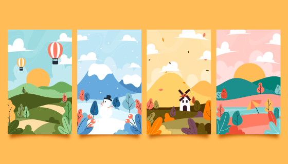 春夏秋冬四季封面矢量素材(AI/EPS)