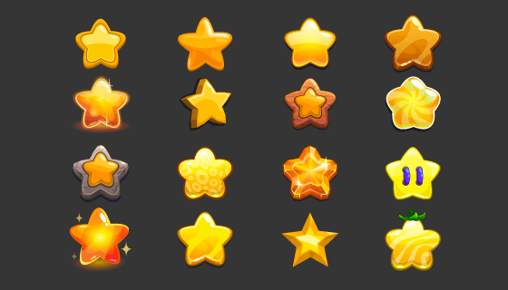 16个可爱卡通的星星矢量素材(EPS/PNG)