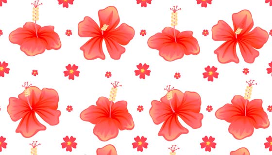 红色花朵图案无缝背景矢量素材(EPS)