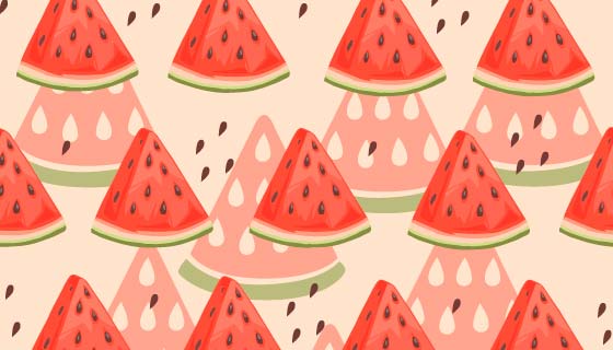 西瓜图案无缝背景矢量素材(EPS)
