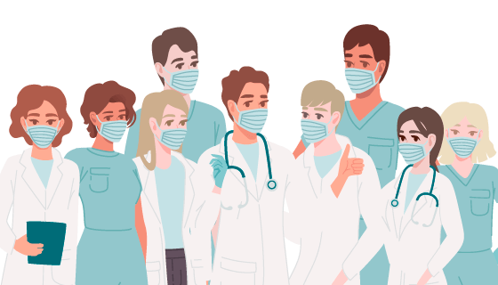 带着口罩的医生们矢量素材(EPS)