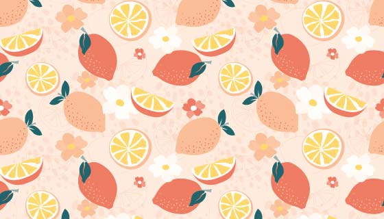 手绘柠檬图案无缝背景矢量素材(AI/EPS)