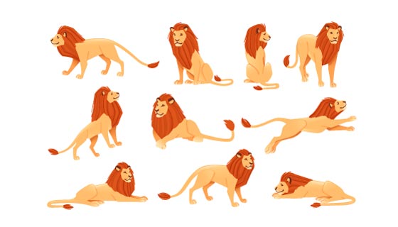 不同姿势的狮子矢量素材(EPS)