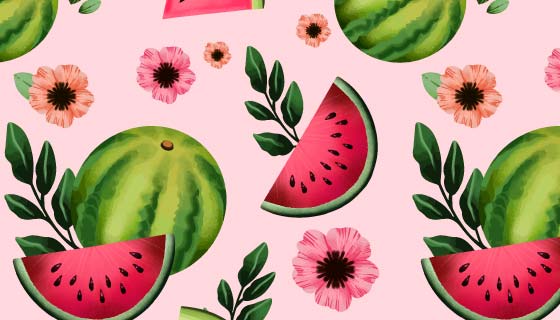 西瓜图案无缝背景矢量素材(AI/EPS)