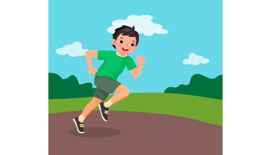 跑步的小男孩矢量素材(EPS)
