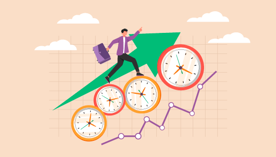 努力追赶时间的人插画矢量素材(EPS)