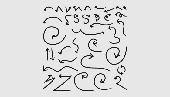 手绘涂鸦风格黑色箭头矢量素材(EPS/PNG)