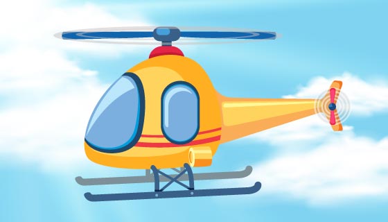 蓝天中可爱的直升飞机矢量素材(EPS)