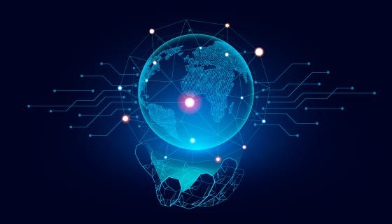 托着地球的手设计AI人工智能科技背景矢量素材(EPS)