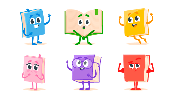 有着不同表情的卡通书本矢量素材(EPS/PNG)