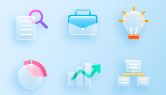 六个玻璃效果元素矢量素材(AI/EPS)