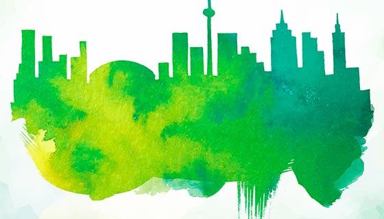 多伦多水彩剪影矢量素材(EPS/AI)