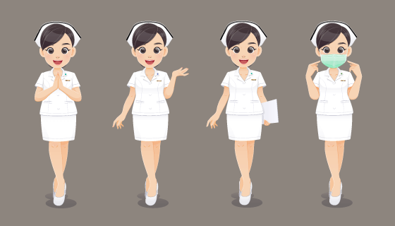 卡通风格的年轻护士矢量素材(EPS)