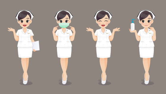 卡通风格的年轻护士矢量素材(EPS)