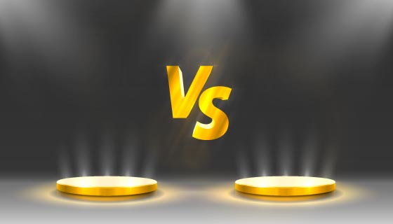 金色的双方对抗VS荧幕背景矢量素材(EPS)