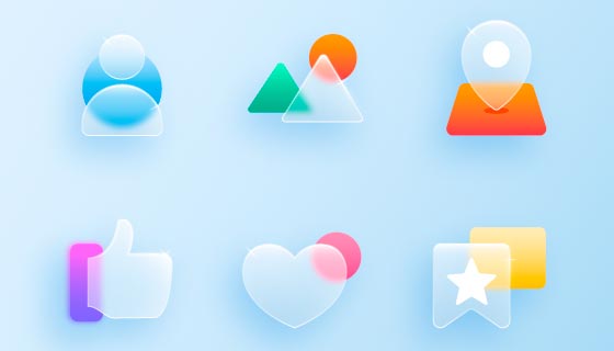 六个玻璃效果元素矢量素材(AI/EPS)