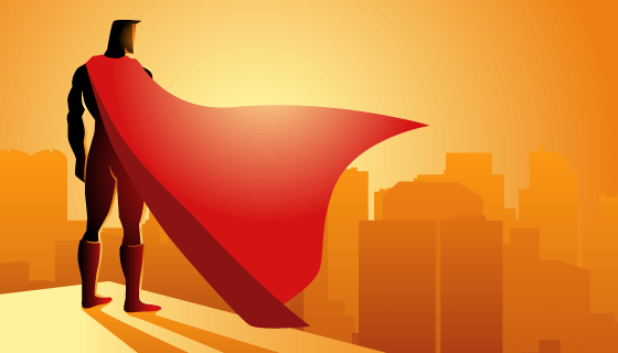 站在天台上的超级英雄矢量素材(EPS)