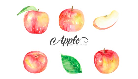 水彩风格的苹果矢量素材(EPS)