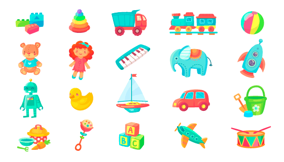 各种各样的玩具矢量素材(EPS/PNG)