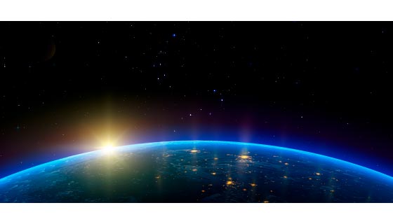 太空拍摄的地球日出景色矢量素材(EPS)