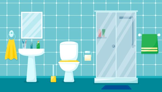 现代浴室卫生间设计矢量素材(EPS)