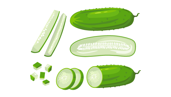 扁平风格的新鲜的黄瓜矢量素材(EPS/PNG)