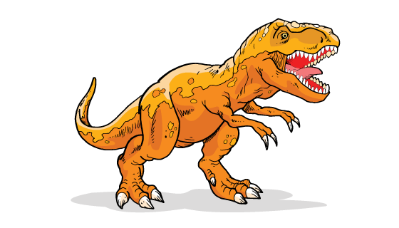 手绘风格凶猛的霸王龙矢量素材(EPS/PNG)