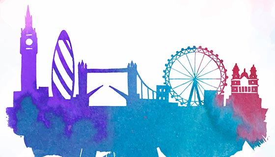 伦敦水彩剪影矢量素材(EPS/AI)