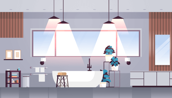 扁平风格的现代浴室设计矢量素材(EPS)