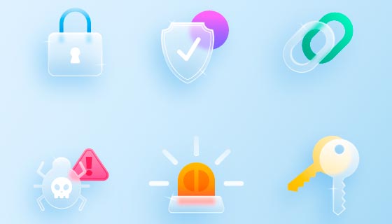 六个玻璃效果的图标元素矢量素材(AI/EPS)