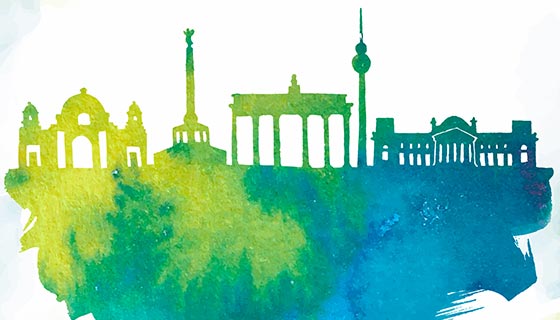 柏林水彩剪影矢量素材(EPS/AI)