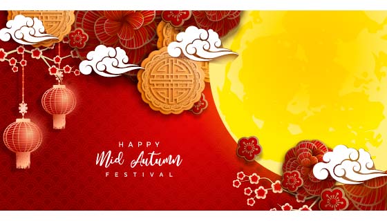 灯笼月饼祥云等设计中秋节背景矢量素材(EPS)