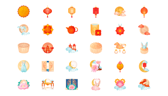 30个中秋节元素图标矢量素材(EPS)