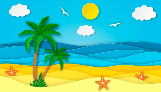 创意风格的夏日海滩背景矢量素材(EPS)